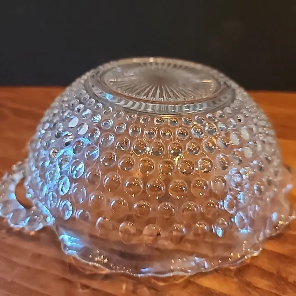Hobnail Moonstone Vintage Bowls Candy Dish Decorative Bowl Serving Dish w/Handle